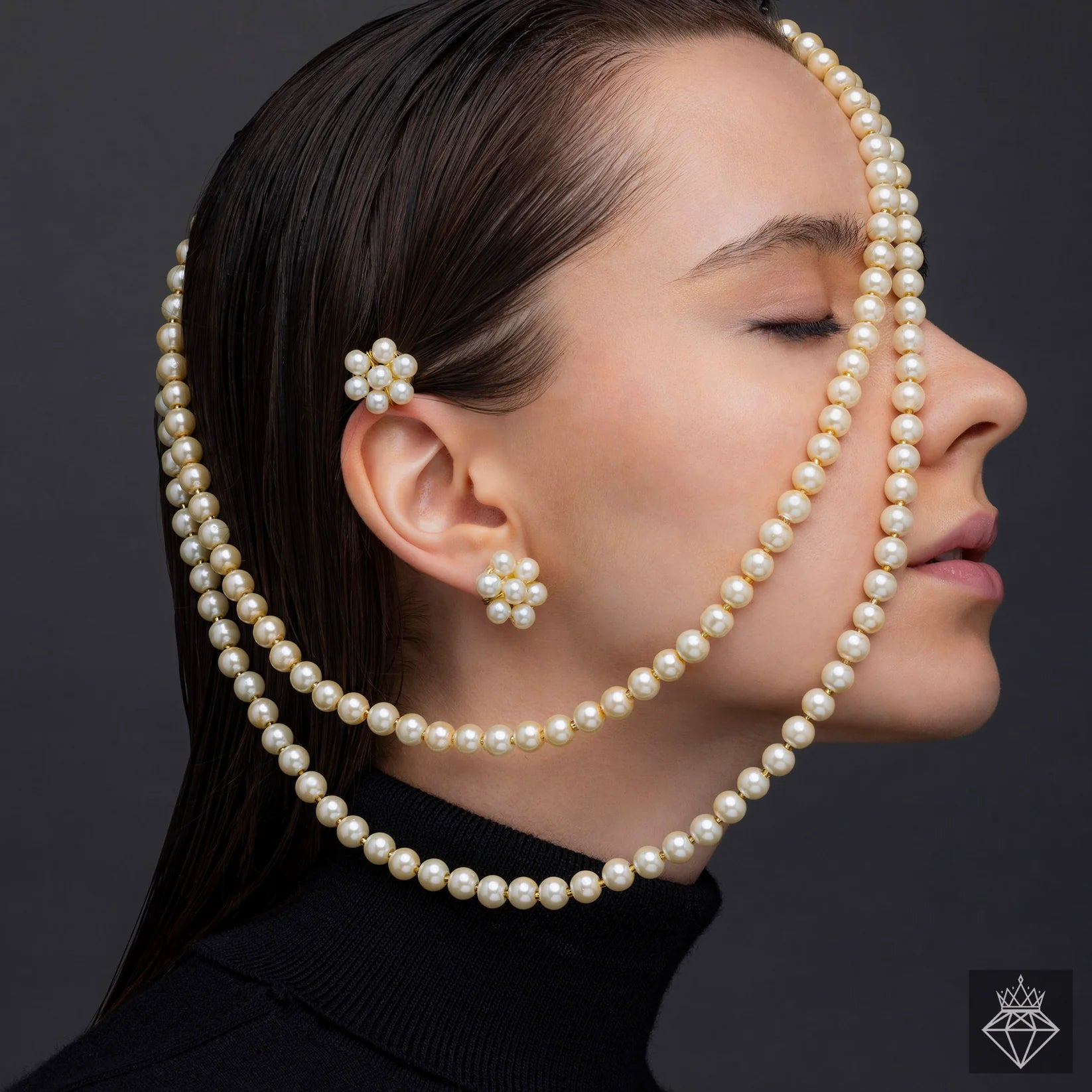 Multilayer Pearl Necklace Set With Earrings