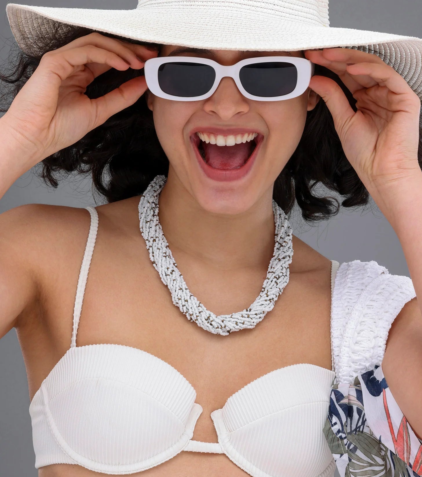 Multi-Layered White Seed Bead Necklace