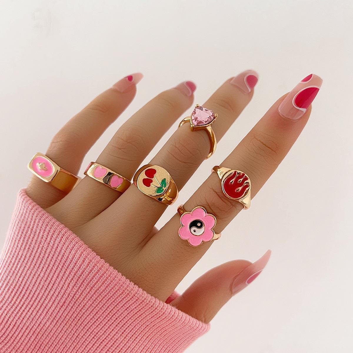 Cherry blossom ring set