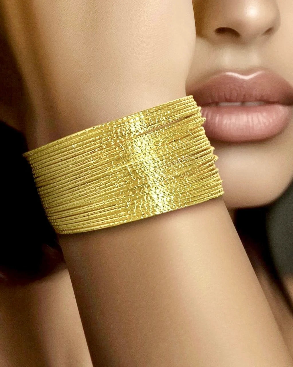 Anti-Tarnish Gold Plated Multilayer Bangle Bracelet (Adjustable Size)