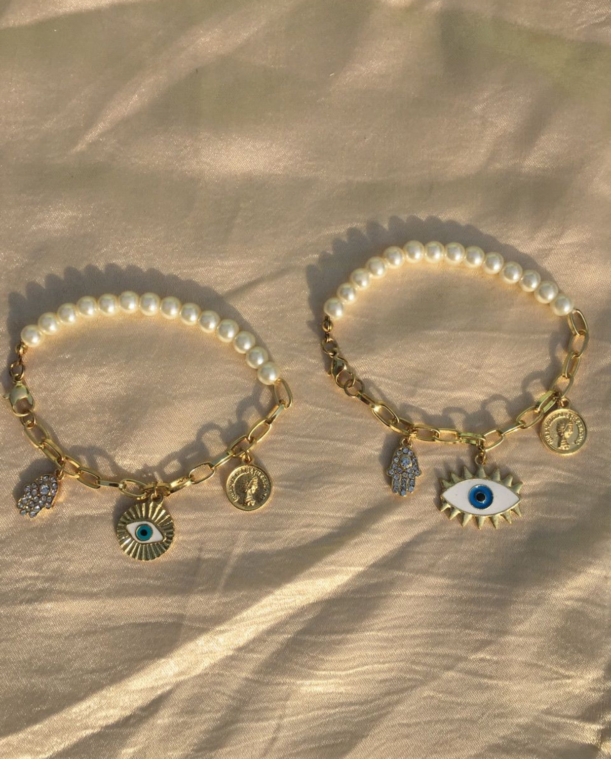 Evil Eye Pearl Bracelet