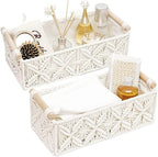 Handwoven Macramé Storage Baskets – Set of 2 - Beige